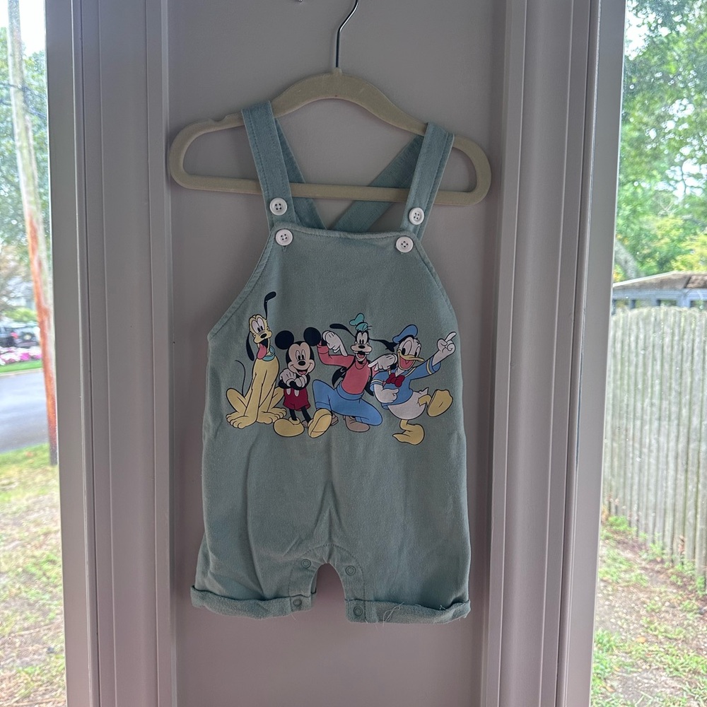 Disney Cloud Island Green Overalls with Cartoon Print